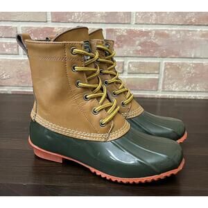 G.H. Bass Women's Duck Rubber Boots Brown OliveLeather Upper 6 M
